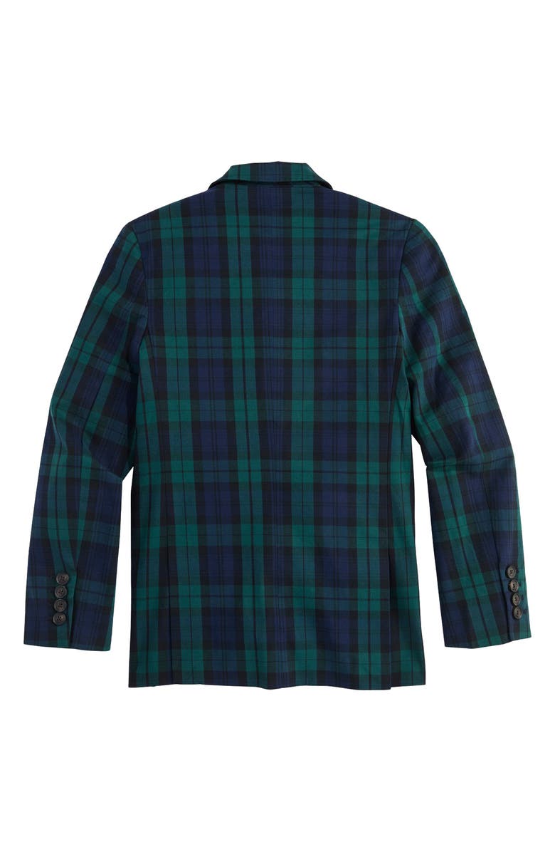vineyard vines Kids' Blackwatch Plaid Stretch Cotton Suit Jacket, Alternate, color, Charleston Green