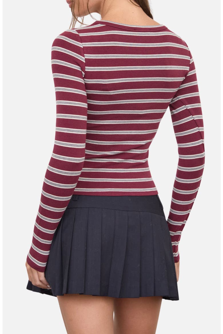 Striped Scoop Neck Baby Tee, Alternate, color, OXBLOOD MULTI