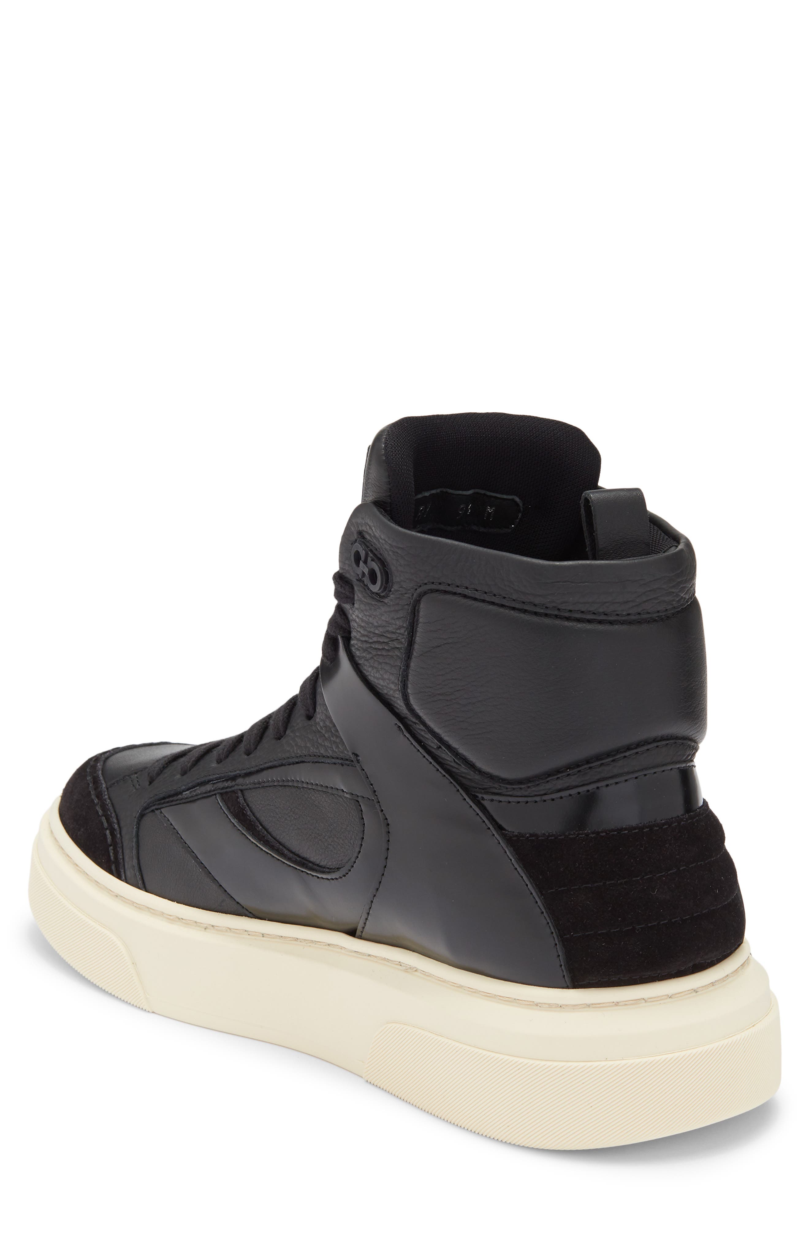 FERRAGAMO Cassio High Top Sneaker, Alternate, color, Black/ Cream Sole