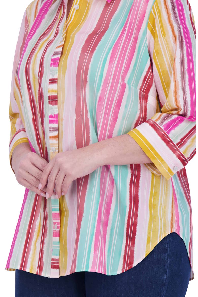 Watercolor Stripe Button-Up Shirt, Alternate, color, MULTI STRIPE