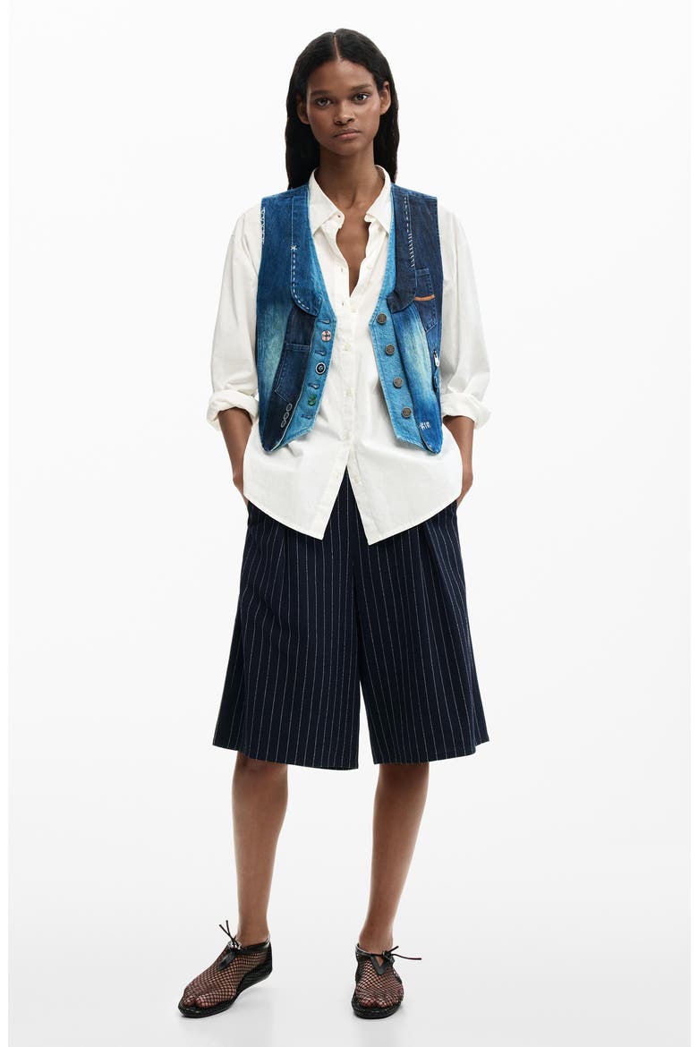 Patchwork Denim Vest, Alternate, color, MEDIUM BLUE