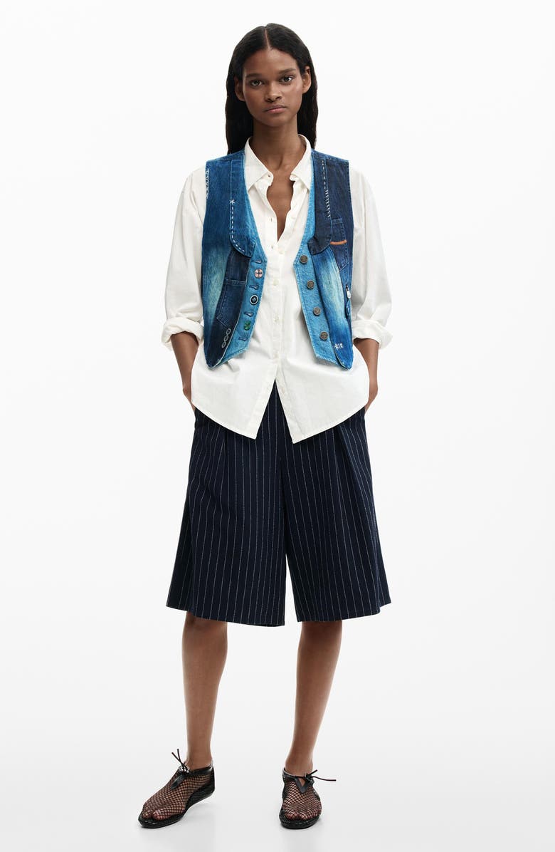 Desigual Patchwork Denim Vest, Alternate, color, 