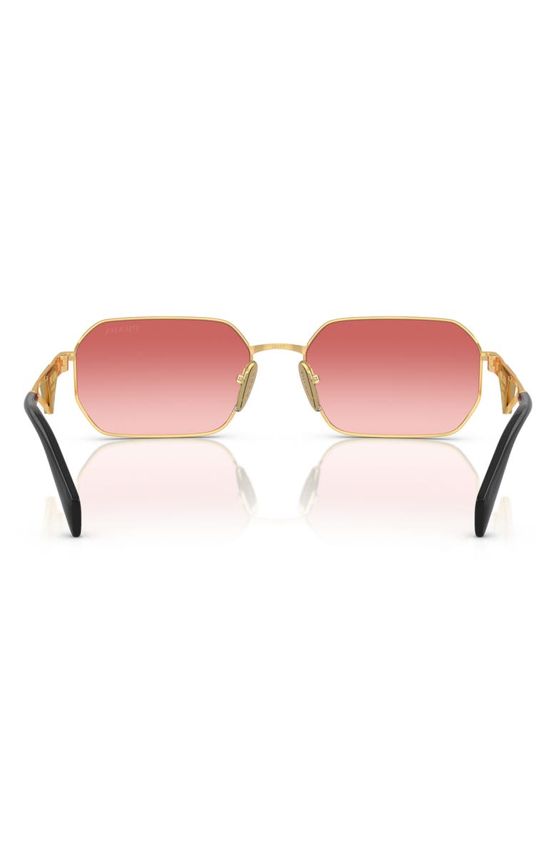Prada 58mm Gradient Rectangular Sunglasses, Alternate, color, Gold/ Pink