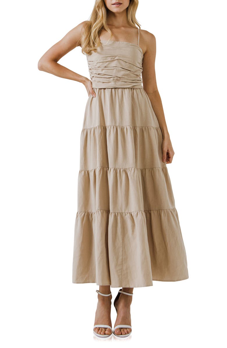 Free the Roses Ruched Tiered Maxi Dress, Main, color, 