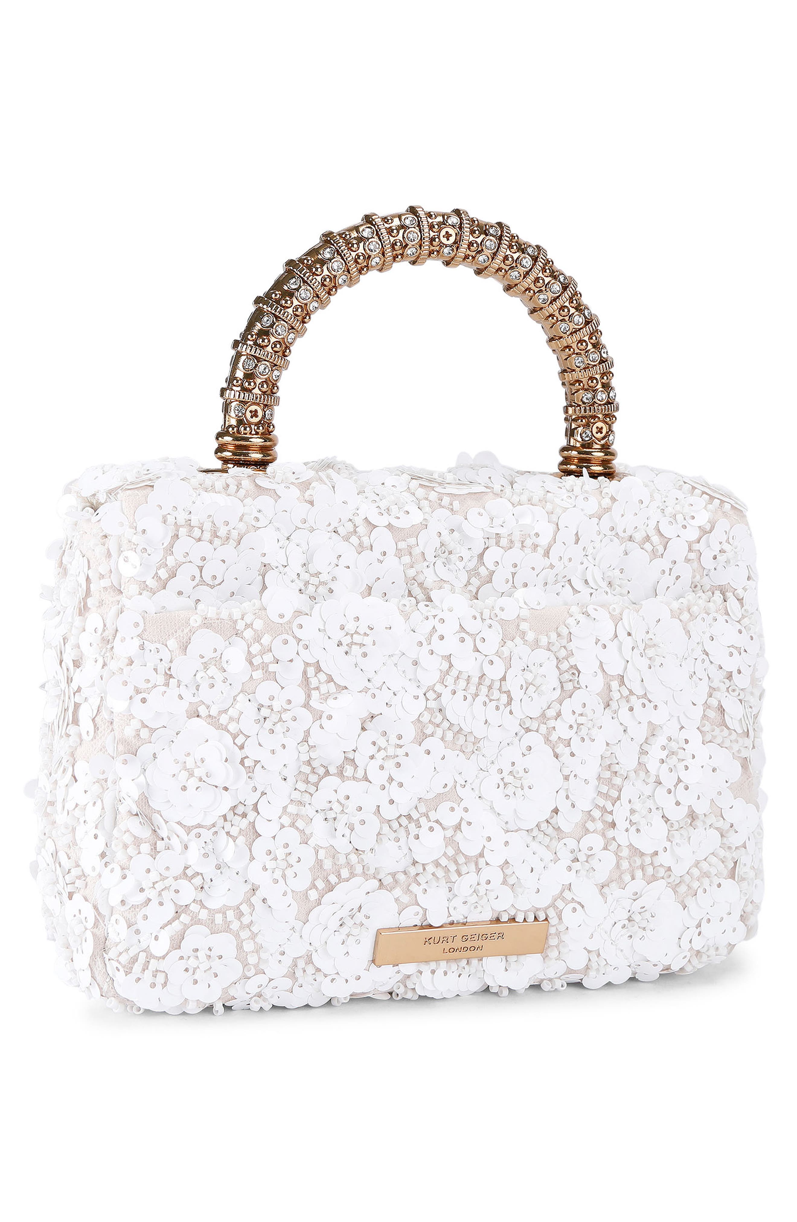 Kurt Geiger London Mini Kensington Sequin Top Handle Bag, Alternate, color, Open White