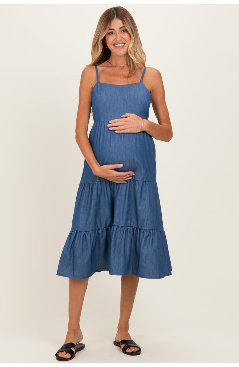 PinkBlush Tiered Sleeveless Midi Dress, Main, color, Denim