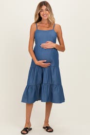 PinkBlush Tiered Sleeveless Midi Dress