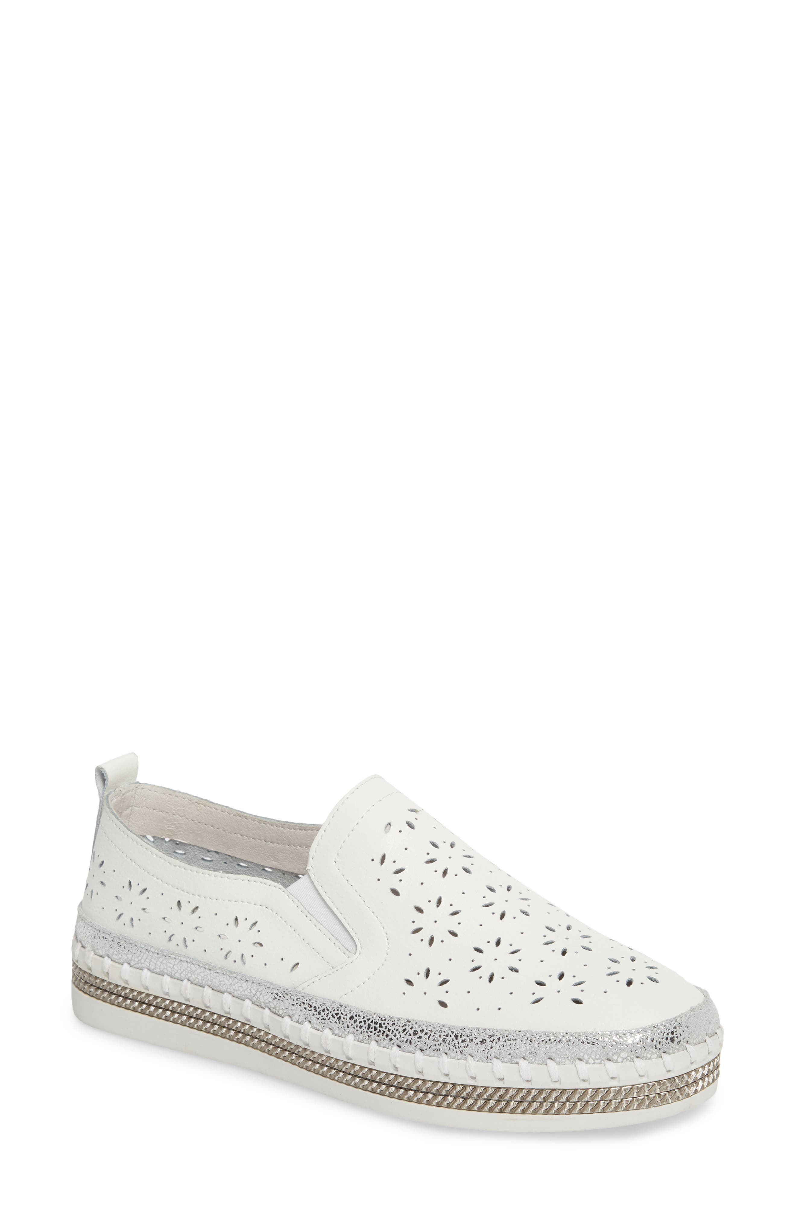 Perforated Slip-On Sneaker, Main, color, WHITE