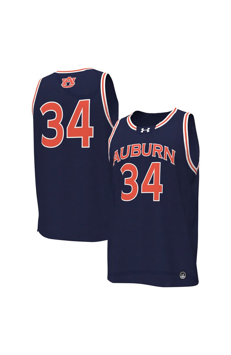 Under Armour Men's Under Armour #34 Navy Auburn Tigers Replica Basketball Jersey, Main, color, 