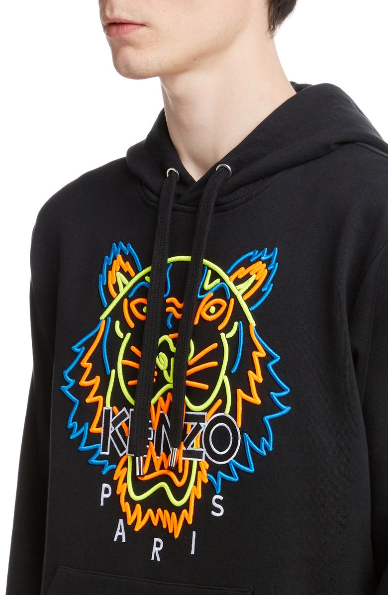 KENZO Neon Tiger Embroidered Hoodie, Alternate, color, 