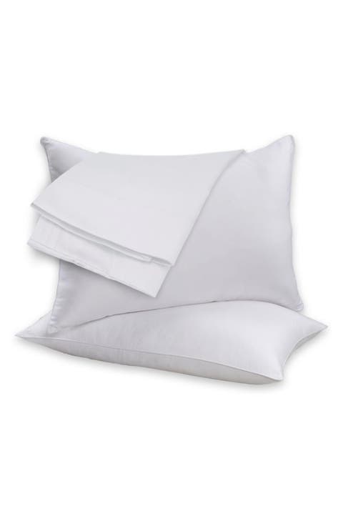 Set of 2 Feather Fill Cotton Bed Pillows