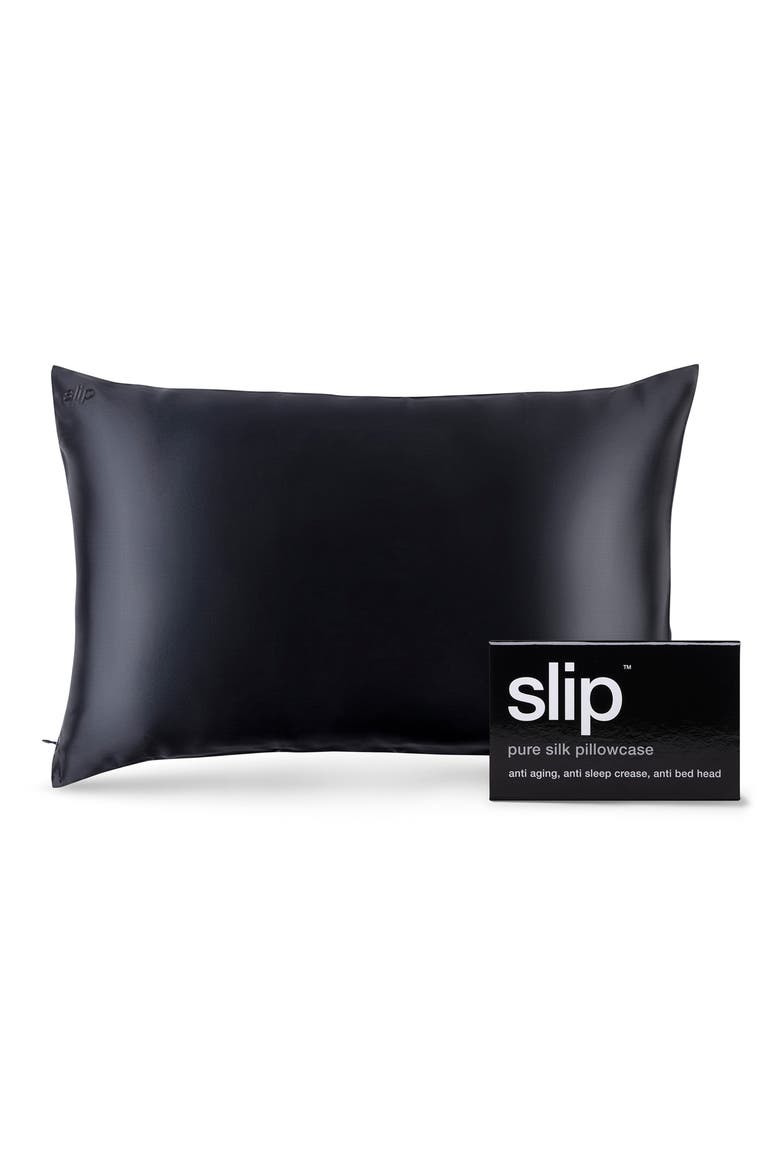 Pure Silk Pillowcase, Main, color, BLACK