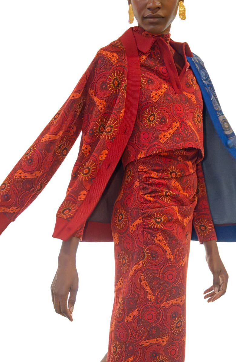 KAHINDO Windhoek Jacquard Two Tone Cardigan, Alternate, color, 