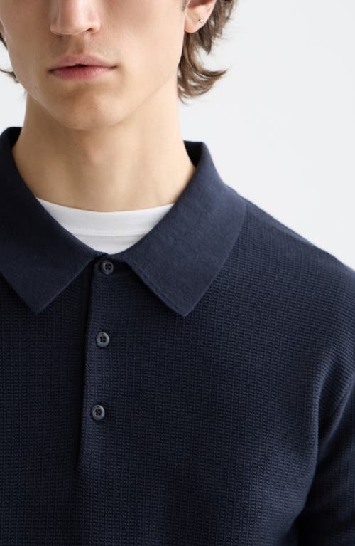 Scotch & Soda Structured Knit Cotton Polo In Blue