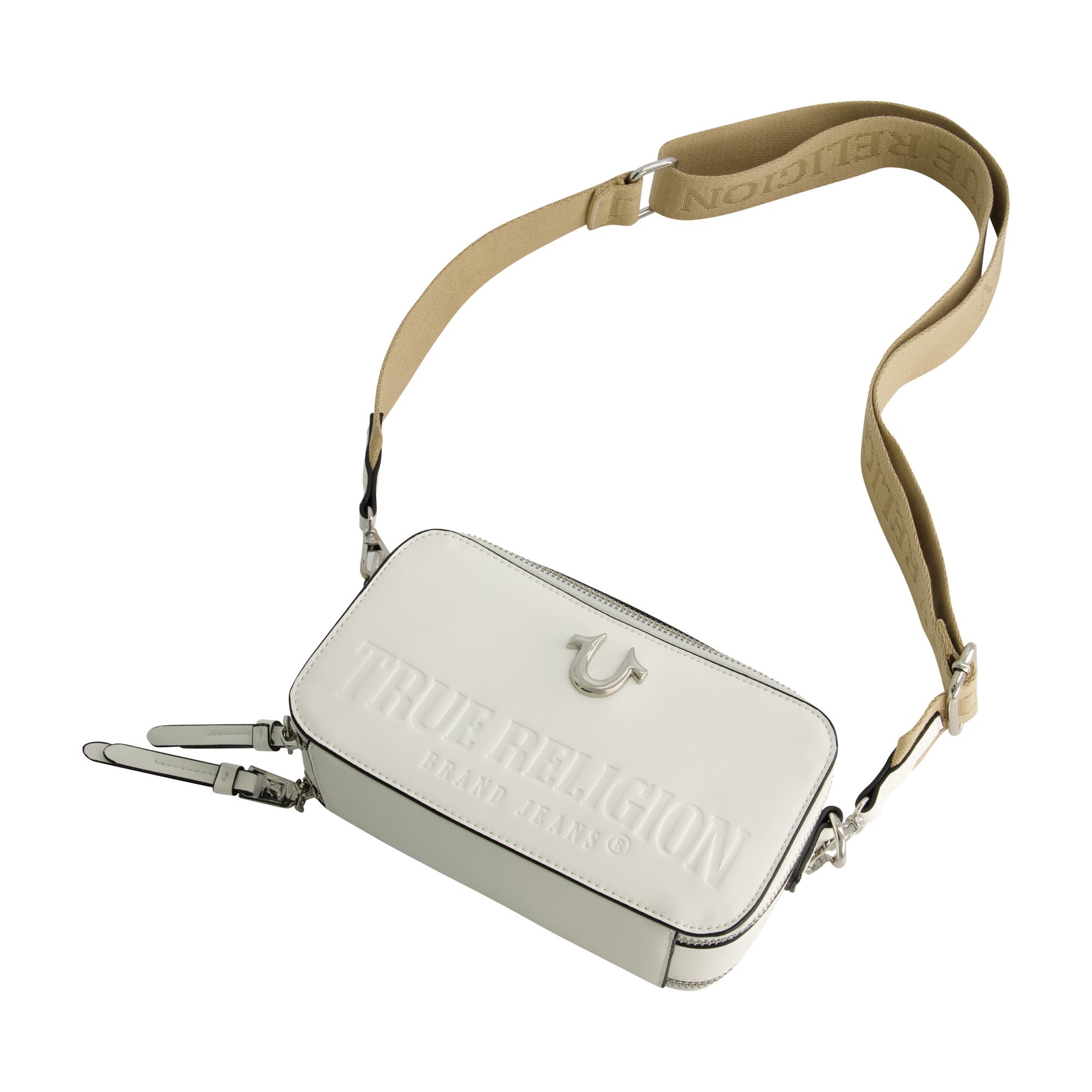 True Religion Double-Zip Horseshoe Camera Bag, Alternate, color, White