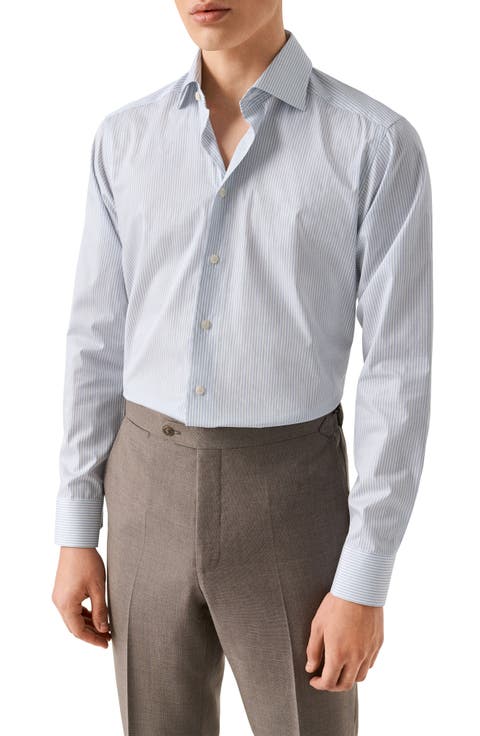 Trim Fit Pinstripe Cotton Dress Shirt (Regular & Big)