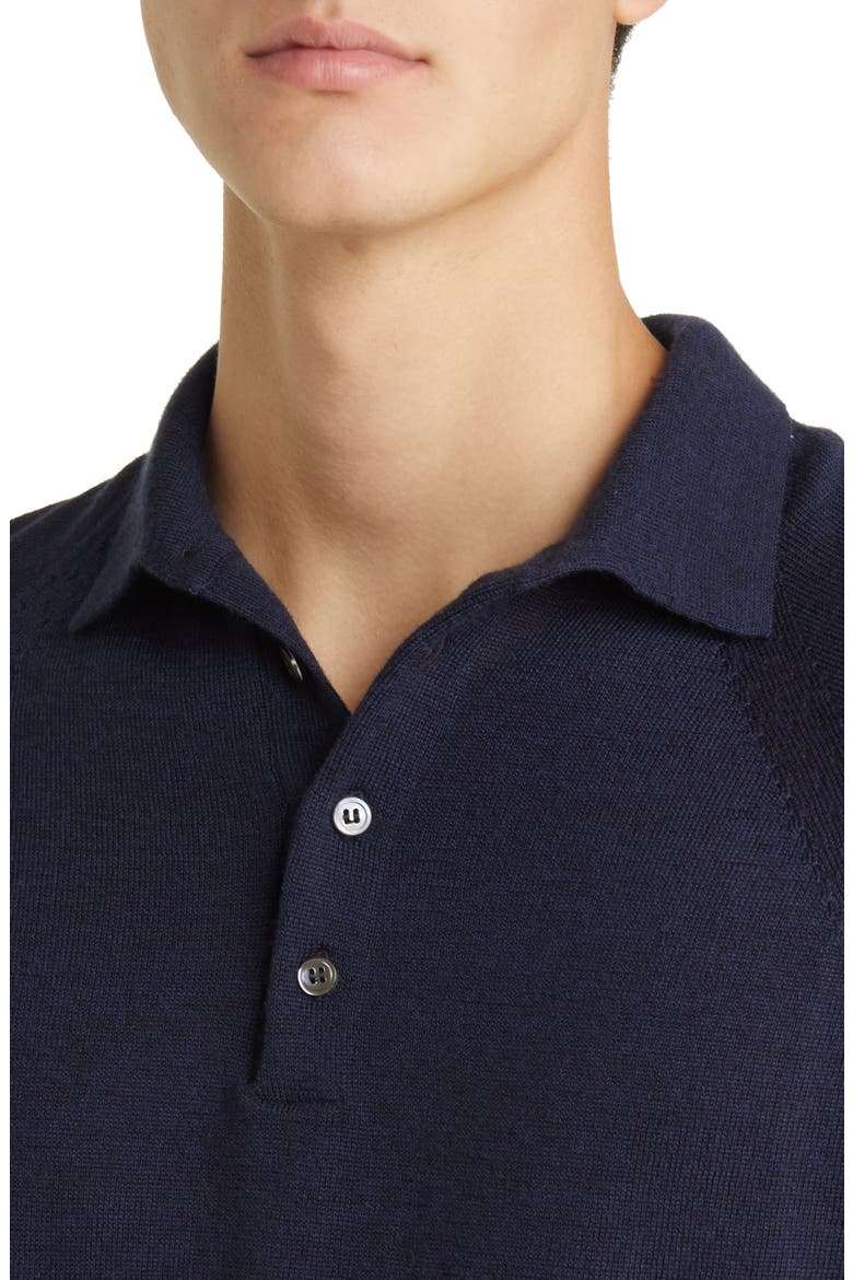 Beauford Long Sleeve Wool Polo Sweater, Alternate, color, NAVY