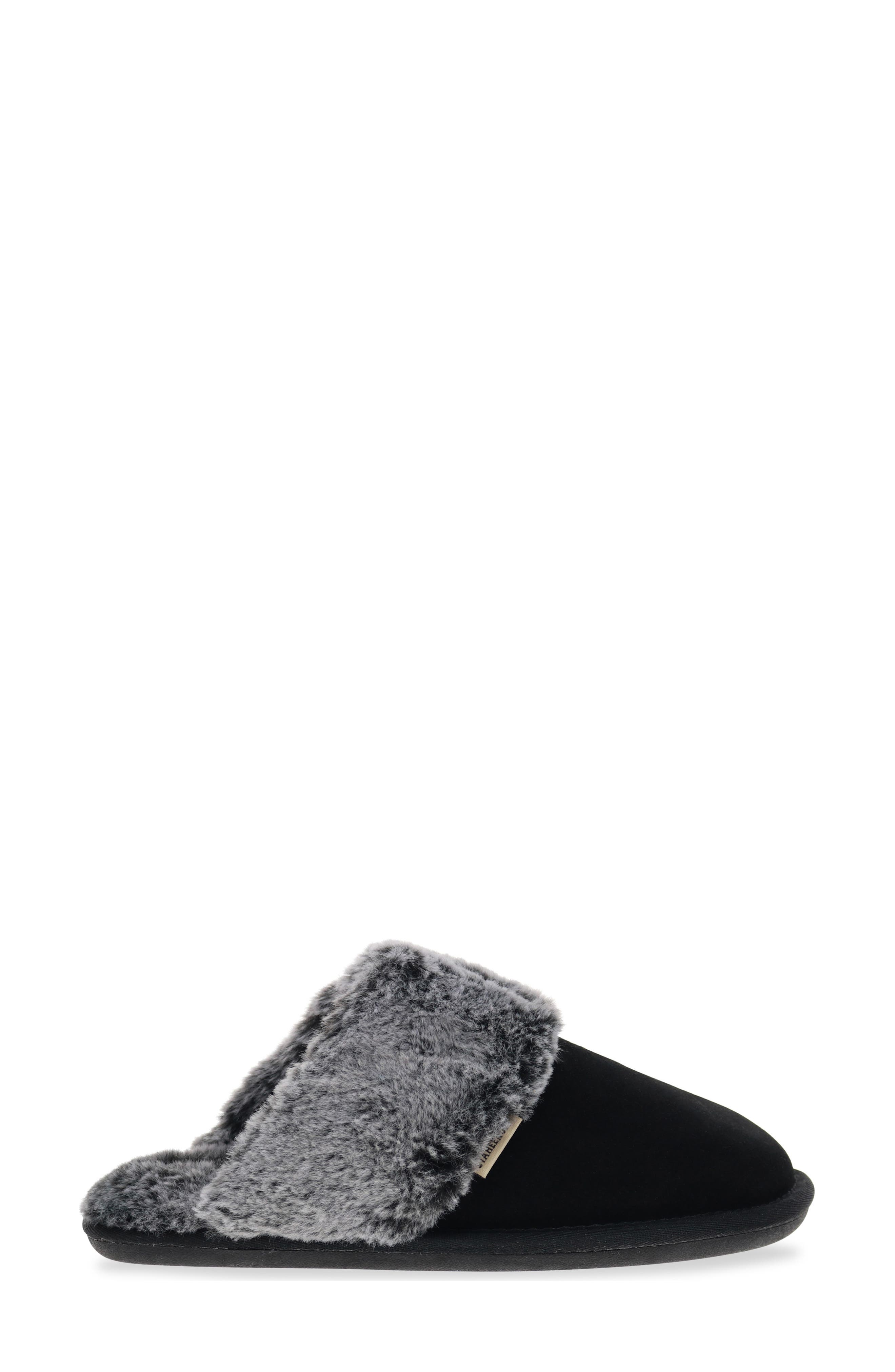 Cordata Faux Fur Scuff Slipper, Alternate, color, BLACK