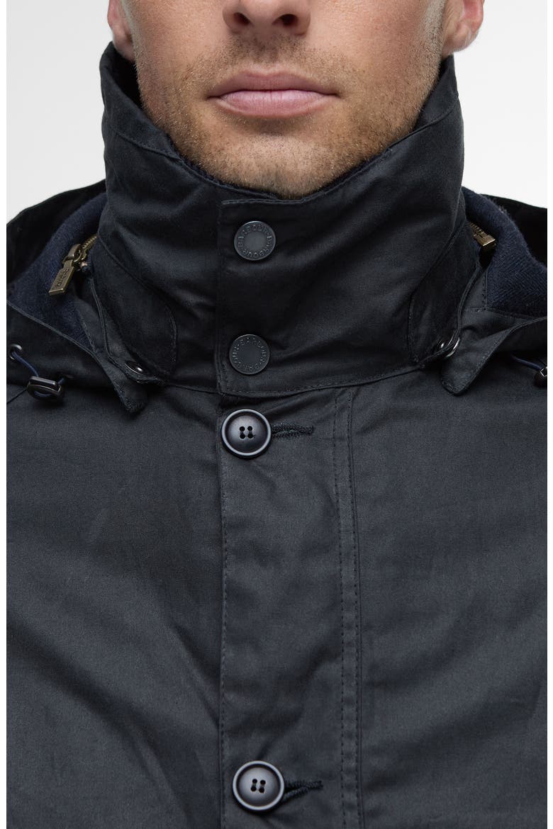 Modern Waxed Cotton Jacket with Removable Hood, Alternate, color, NAVY