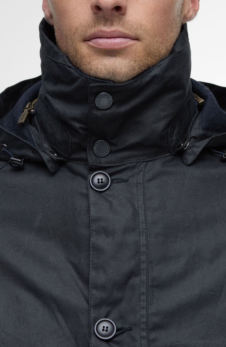 Barbour Modern Waxed Cotton Jacket with Removable Hood, Alternate, color, Navy