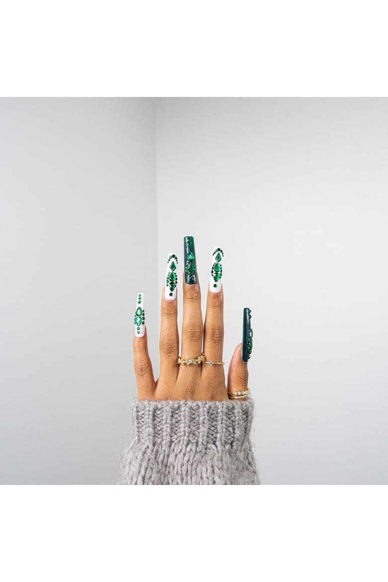 3H Luxury Handmade Press-on Nails - Green Enigma, Alternate, color, Multicolor