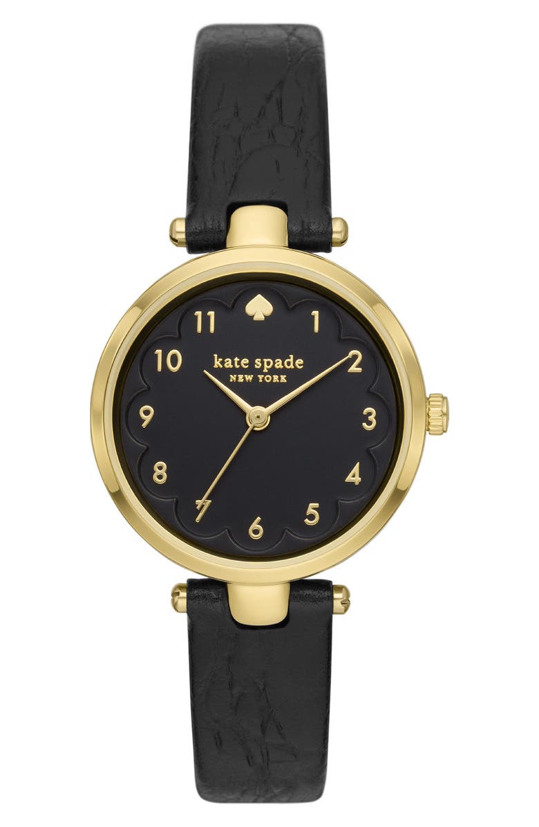 Kate Spade New York women's holland leather strap watch, Main, color, Black