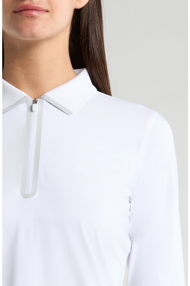 Silky Tech Nylon Long Sleeve Golf Polo, Alternate, color, SNOW