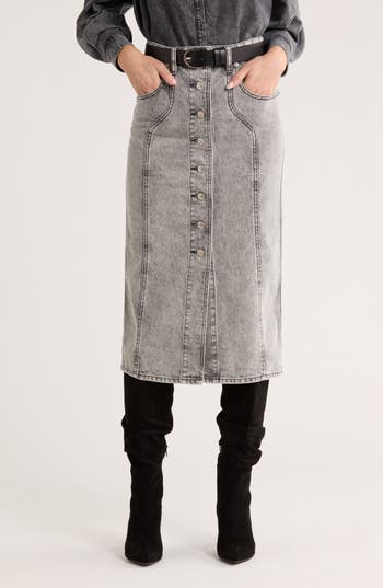 Isabel Marant Étoile Vandy Button Front Denim Skirt In Gray