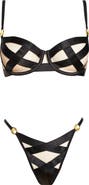Oh La La Cheri Raelynn Strappy Satin Underwire Bra & Thong Set