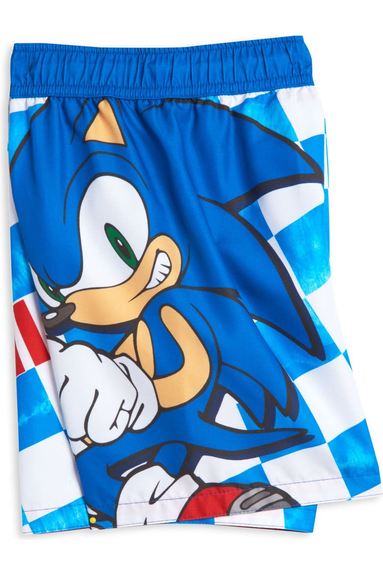 Sonic the Hedgehog Swimwear Swim Trunks, Alternate, color, Sonic Checker Blue