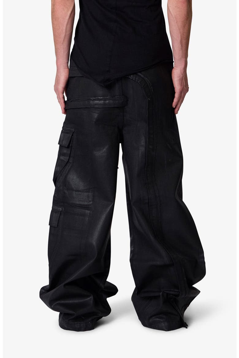 Rave Waxed Oversize Cargo Pocket Pants, Alternate, color, BLACK