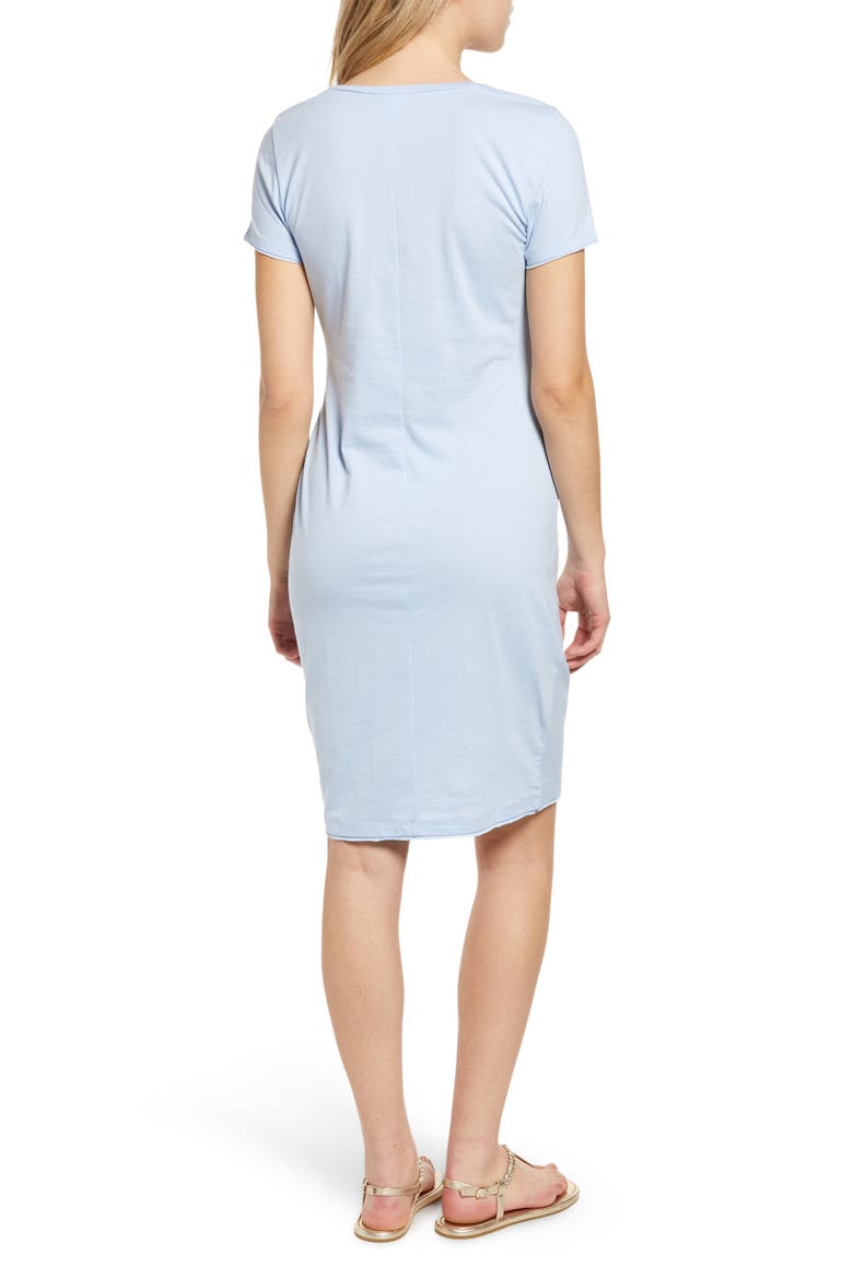 Ruched Cotton Blend T-Shirt Dress, Alternate, color, BLUE THREAD