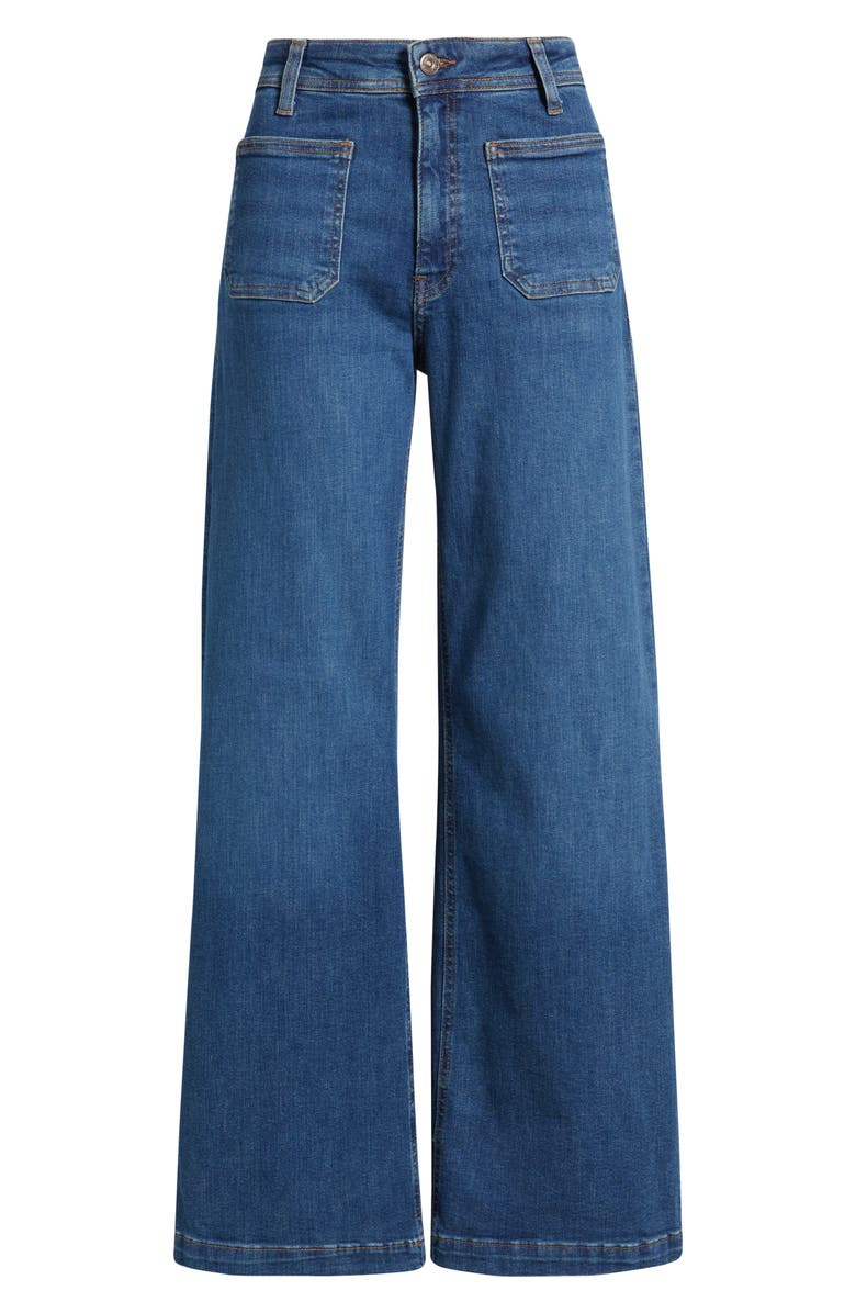 Mavi Jeans Paloma Marine Patch Pocket High Waist Wide Leg Jeans, Alternate, color, Mid Shaded Flex Blue