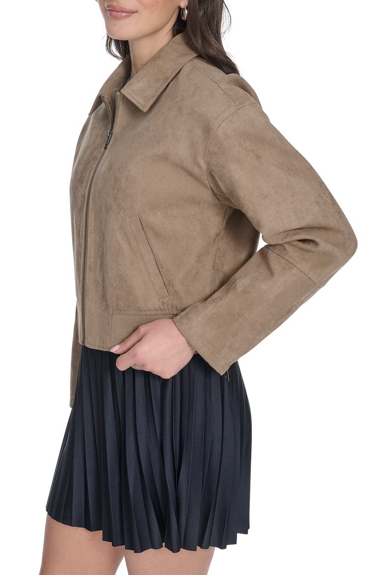 Faux Suede Bomber Jacket, Alternate, color, TAN FX SUEDE