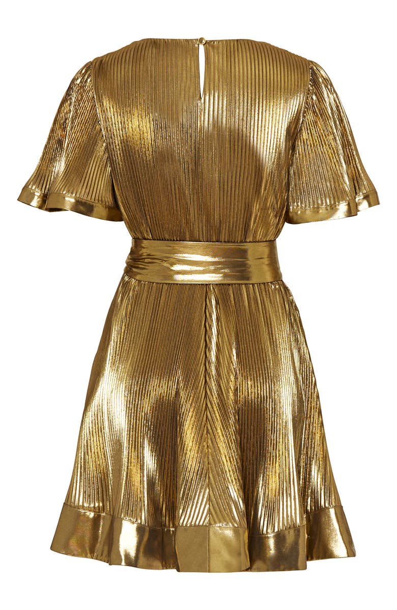 Milly Lumi Pleated Lamé Minidress, Alternate, color, 