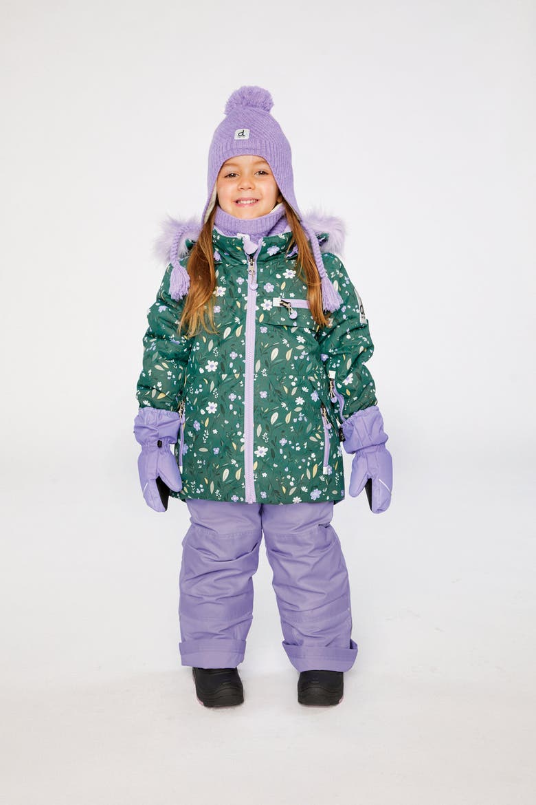 Mini Flower Play Jacket & Reinforced Pants Two Piece Snowsuit, Alternate, color, Green Printed Mini-Flowers