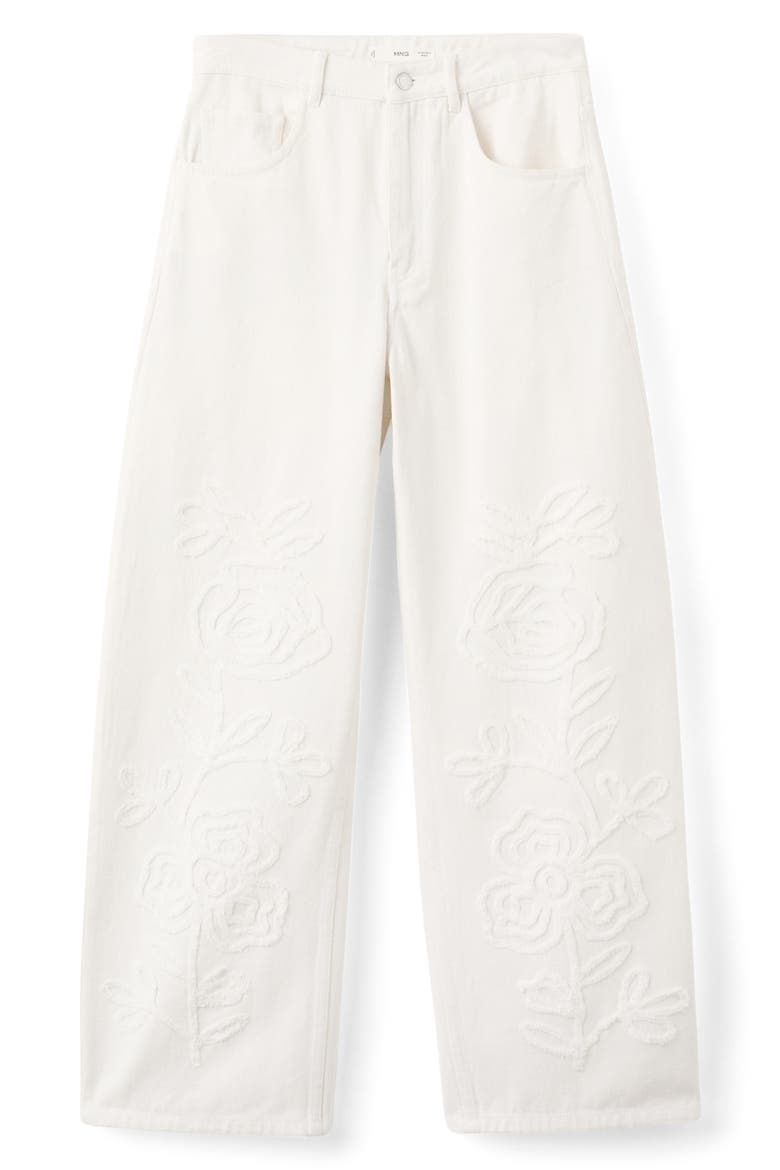 Floral Embroidered Wide Leg Jeans, Alternate, color, OFF WHITE