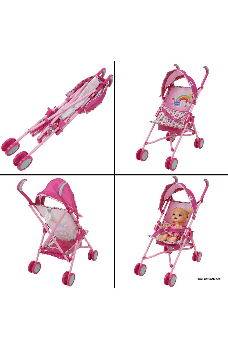 Baby Alive Doll Stroller Pink & Rainbow Fits Dolls Up To 24", Alternate, color, Pink