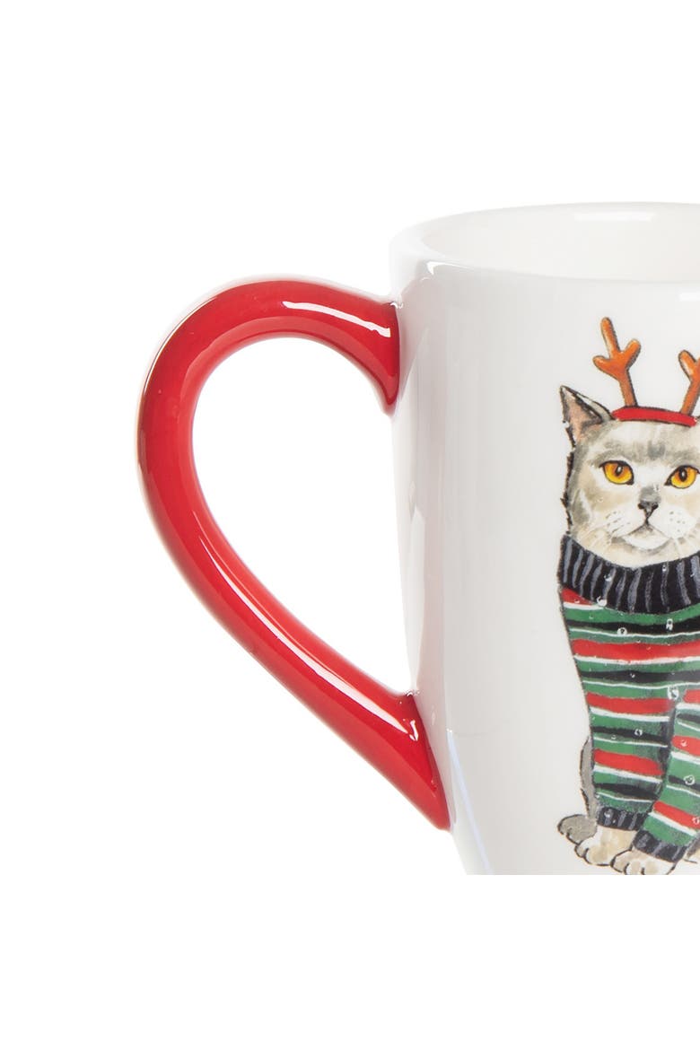 16 oz. Christmas Cat Dolomite Coffee Mug, Alternate, color, White