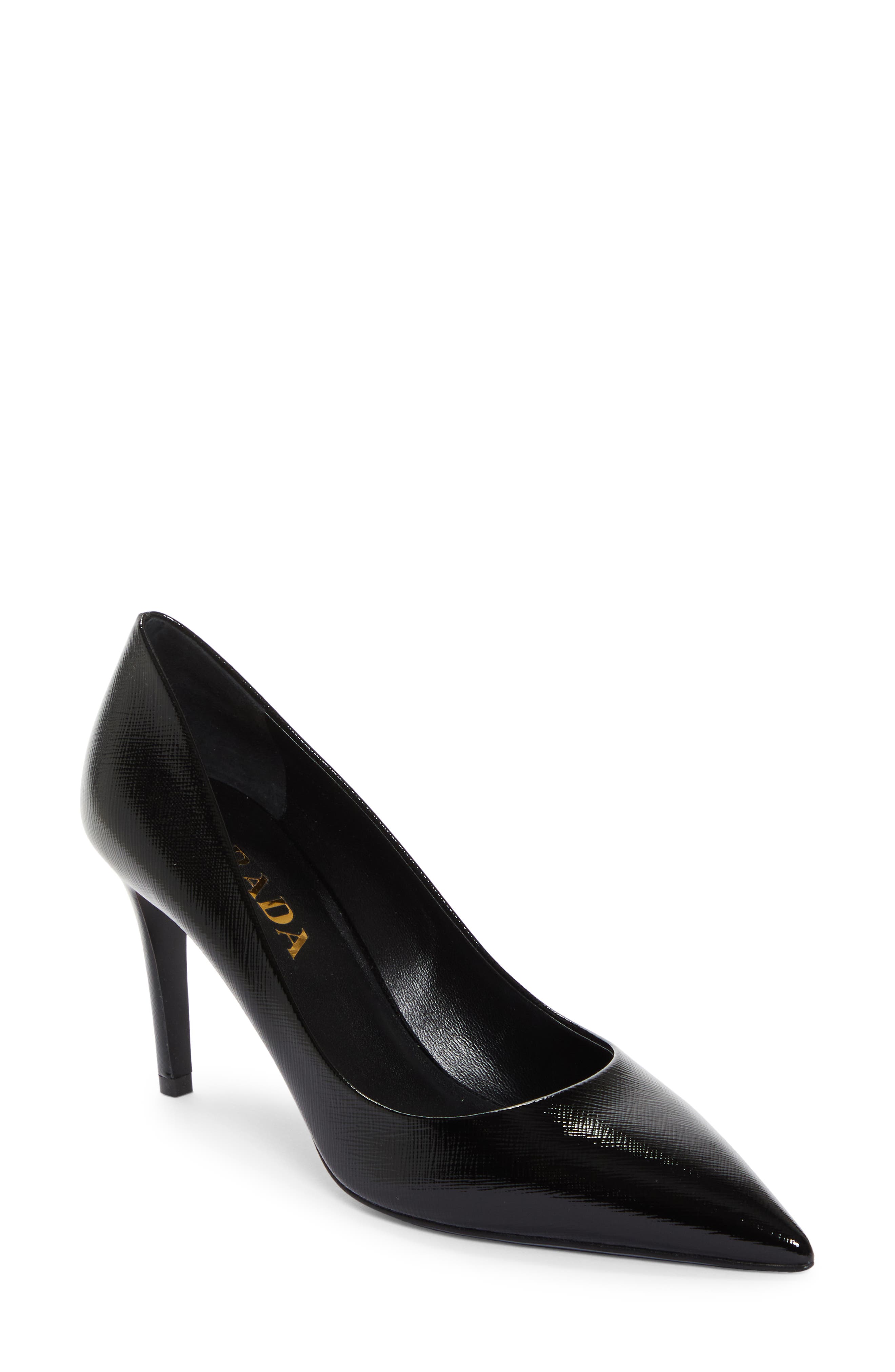 Prada Saffiano Leather Pump, Main, color, Nero