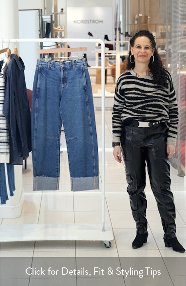 Mercer Cuffed Raw Hem High Waist Barrel Jeans, sales video thumbnail