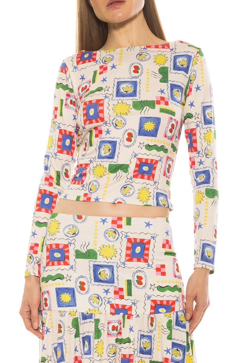 Alexia Admor Dahlia Boat Neck Top, Main, color, Ivory Stamps