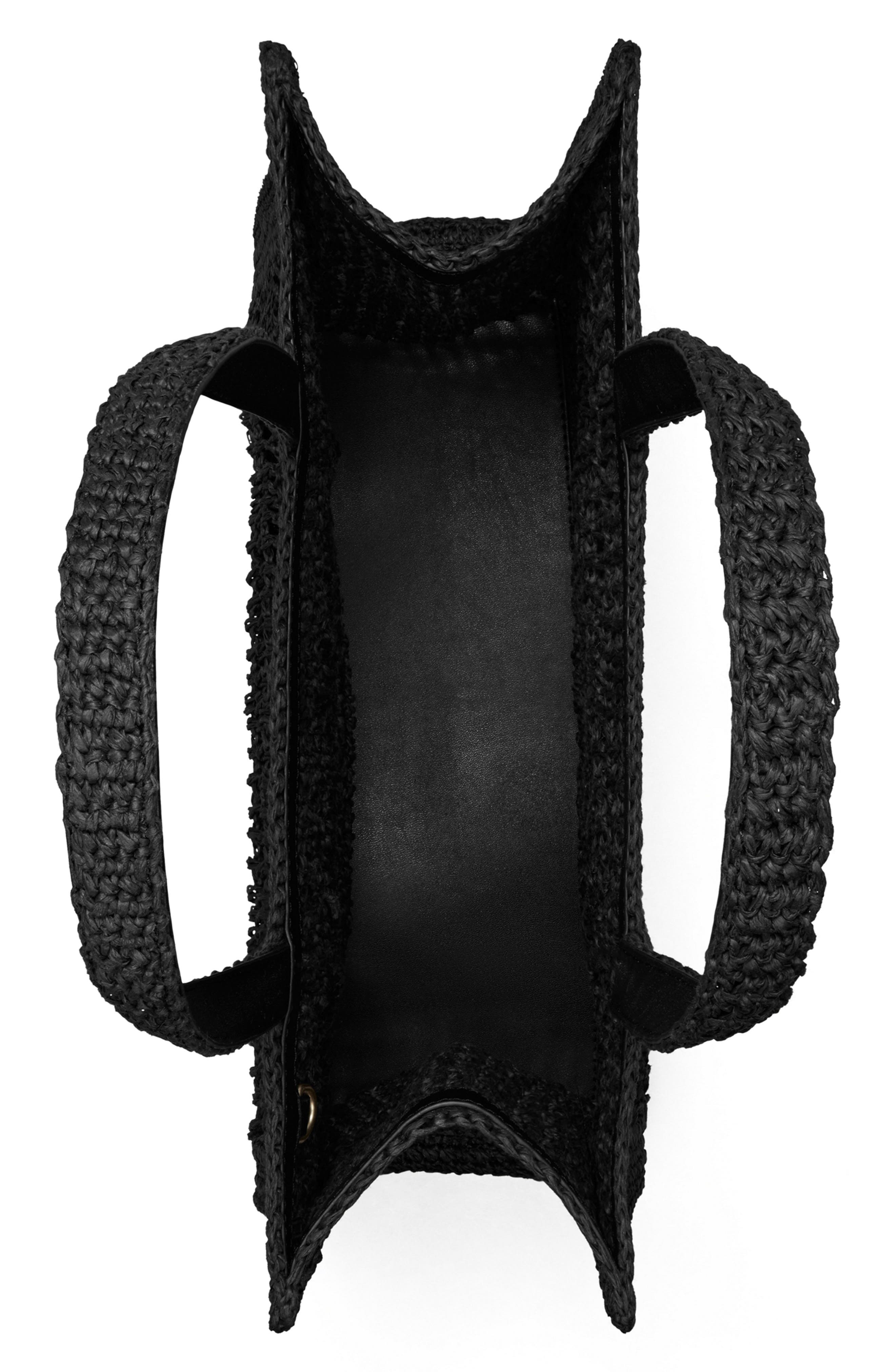 Tory Burch Ella Small Hand Crochet Tote, Alternate, color, Black