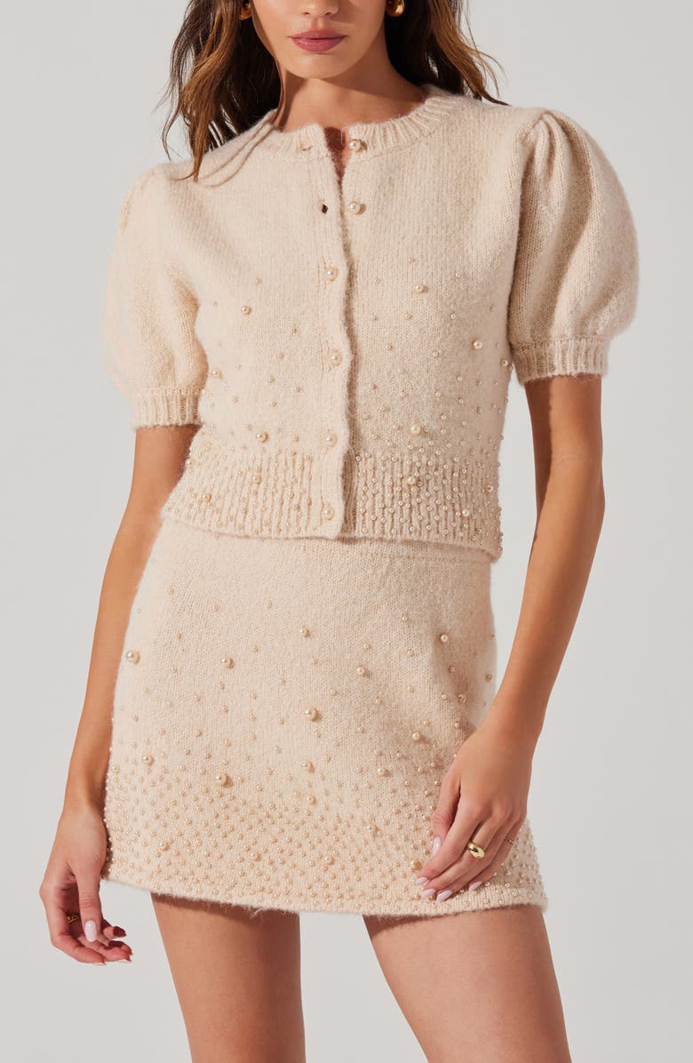 ASTR the Label Joly Pearly Sweater Skirt, Alternate, color, Soft Blush