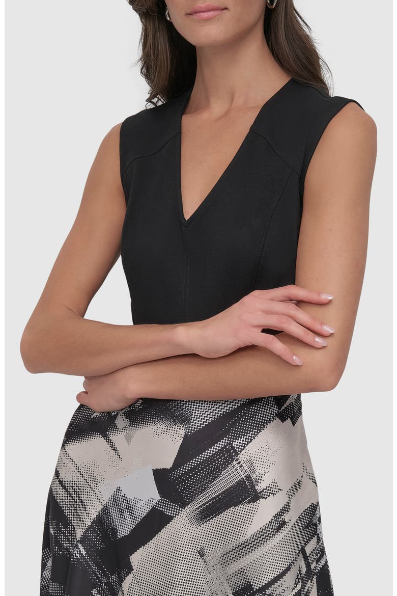 Mixed Media Dress, Alternate, color, BLACK SKYLINE