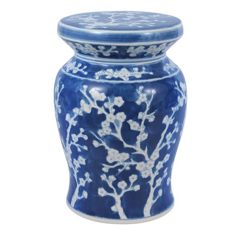 Cherry Blossom 17.75" Ceramic Garden Stool