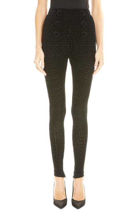 High Waist Monogram Velvet Leggings