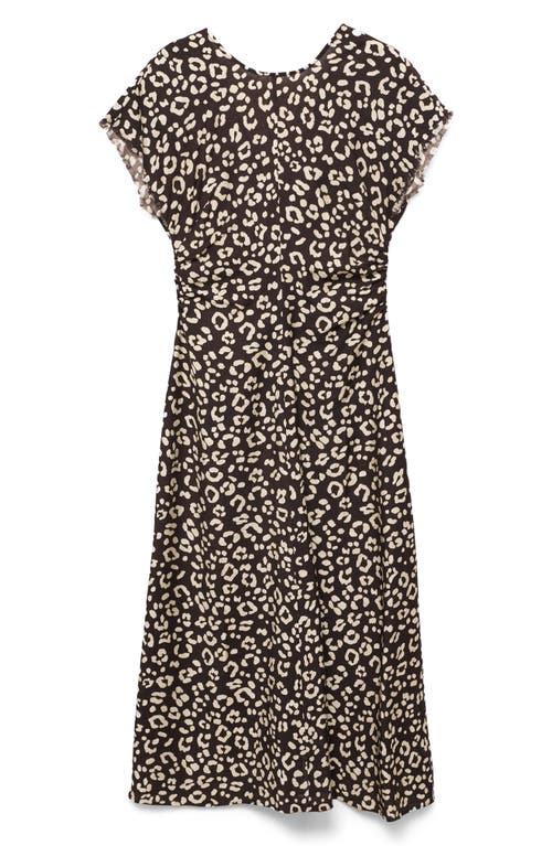 Mango Leopard Print Midi Dress In Black
