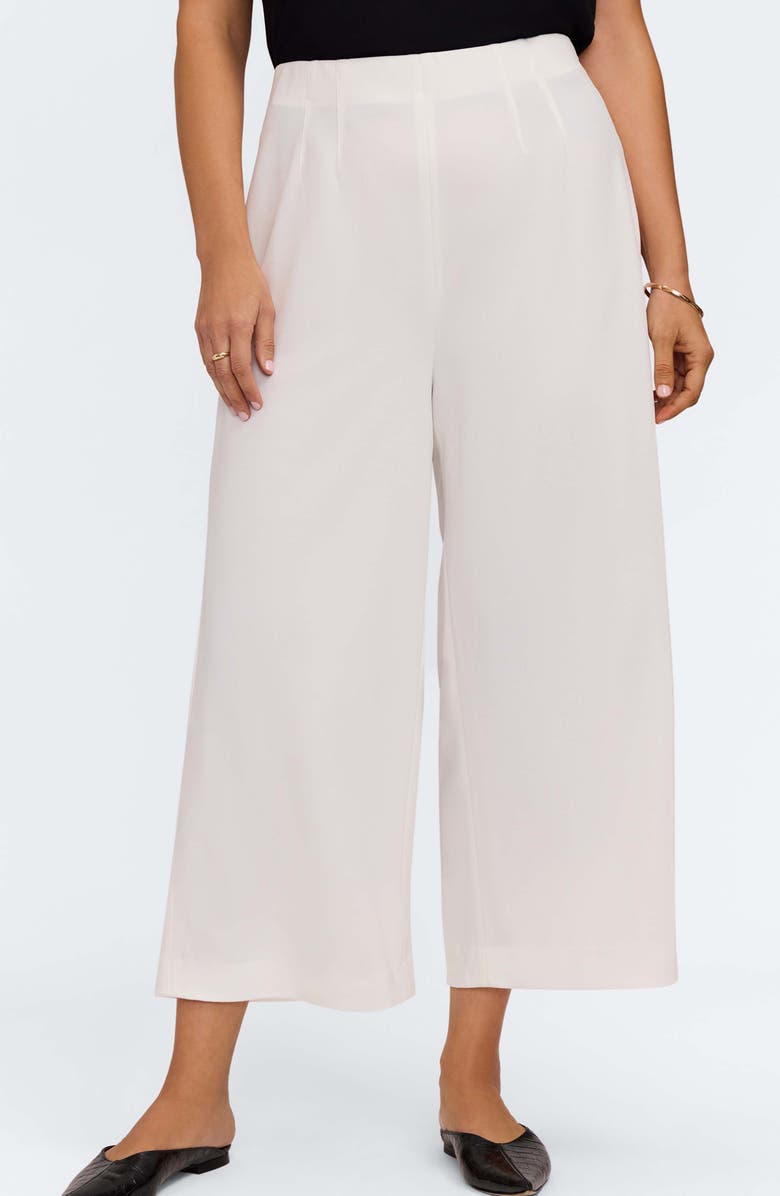 Foxcroft Arlette Wide Leg Crop Crepe Pants, Alternate, color, Ecru Beige