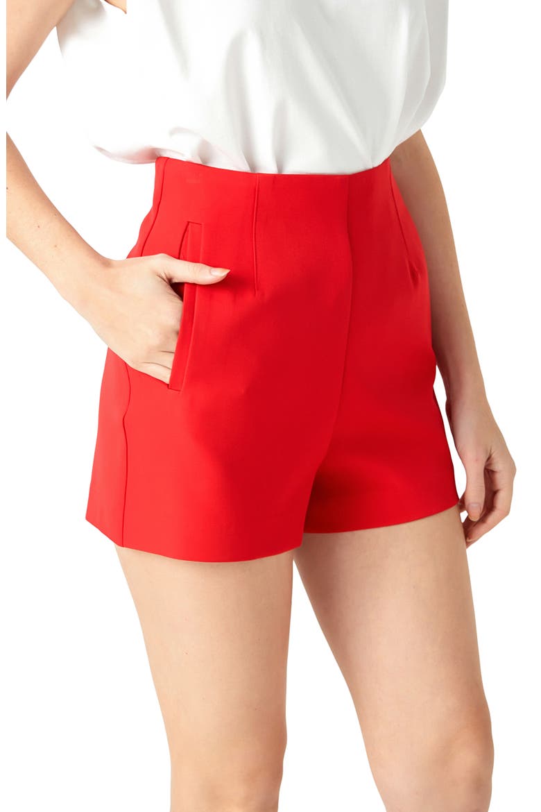 High Waist Shorts, Alternate, color, RED
